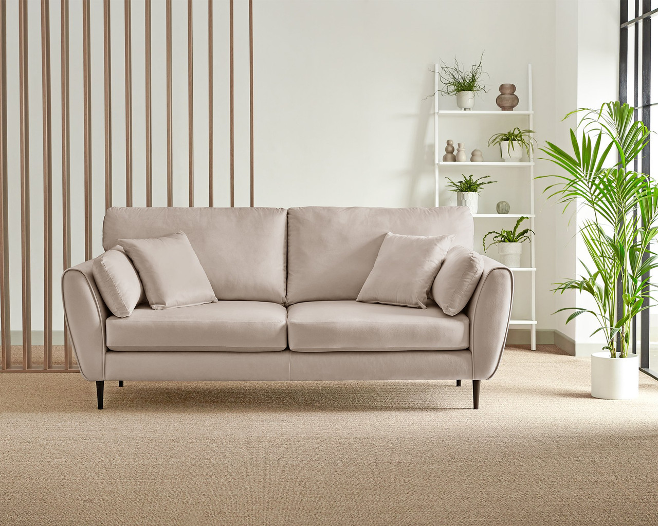 Tan shop velvet sofa